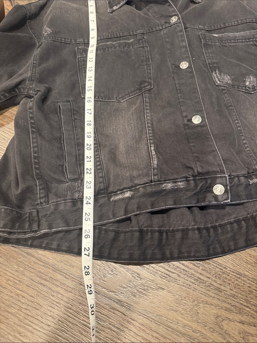 Free People Oversized Washed Black Jean Jacket - Picture 6 of 6